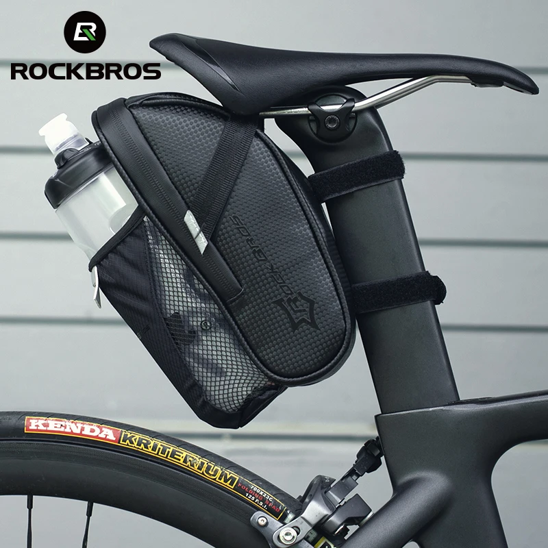 ROCKBROS Bicycle Bag Water Bottle Pocket Waterproof Reflective MTB Road Bike Saddle Bag Cycling Rear Seat Tail Bag Accessories