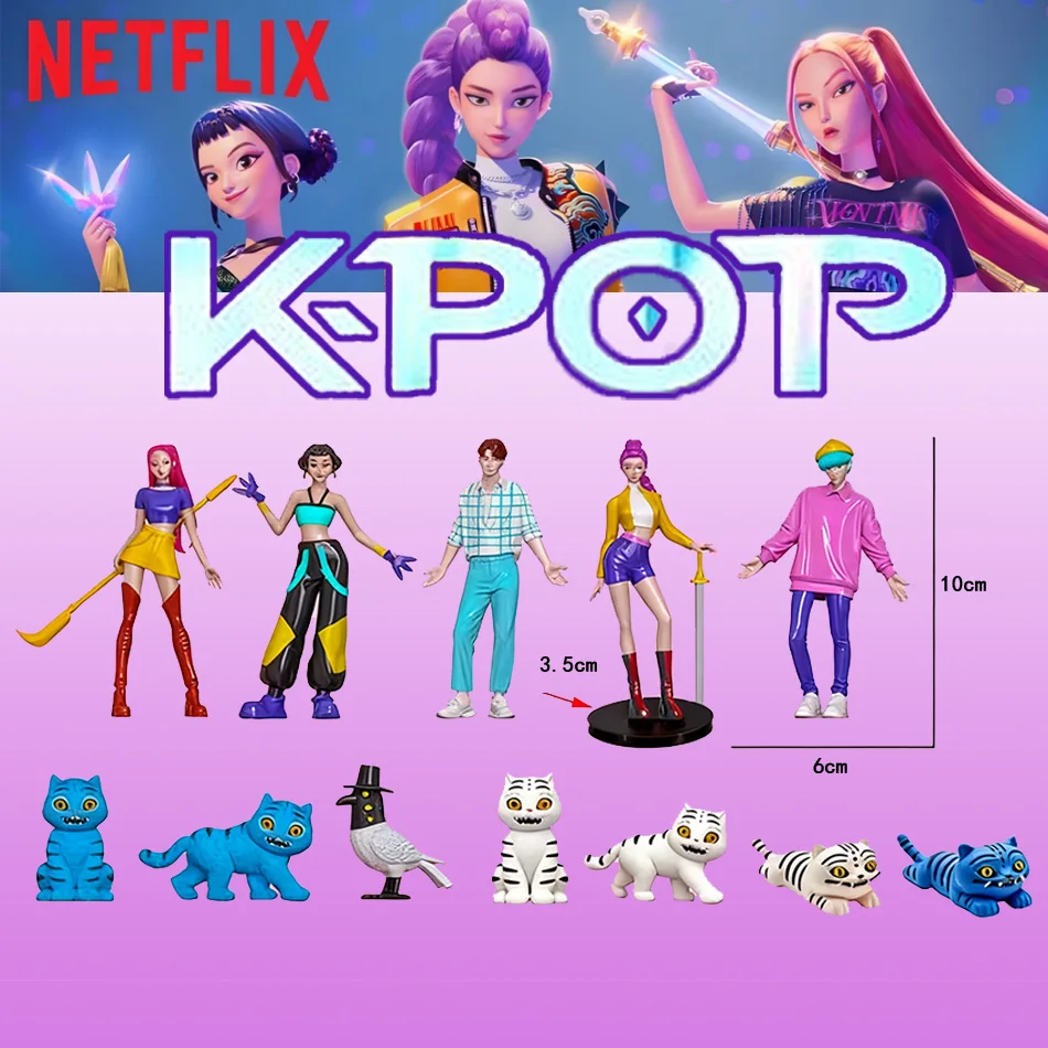 ชุดฟิกเกอร์อนิเมะ Kpop Demon Hunter 12 ชิ้น/ชุด ตัวละคร Derpy Tiger, Rumi, Mira, Zoey, Sussy ของสะสมสำหรับเด็ก