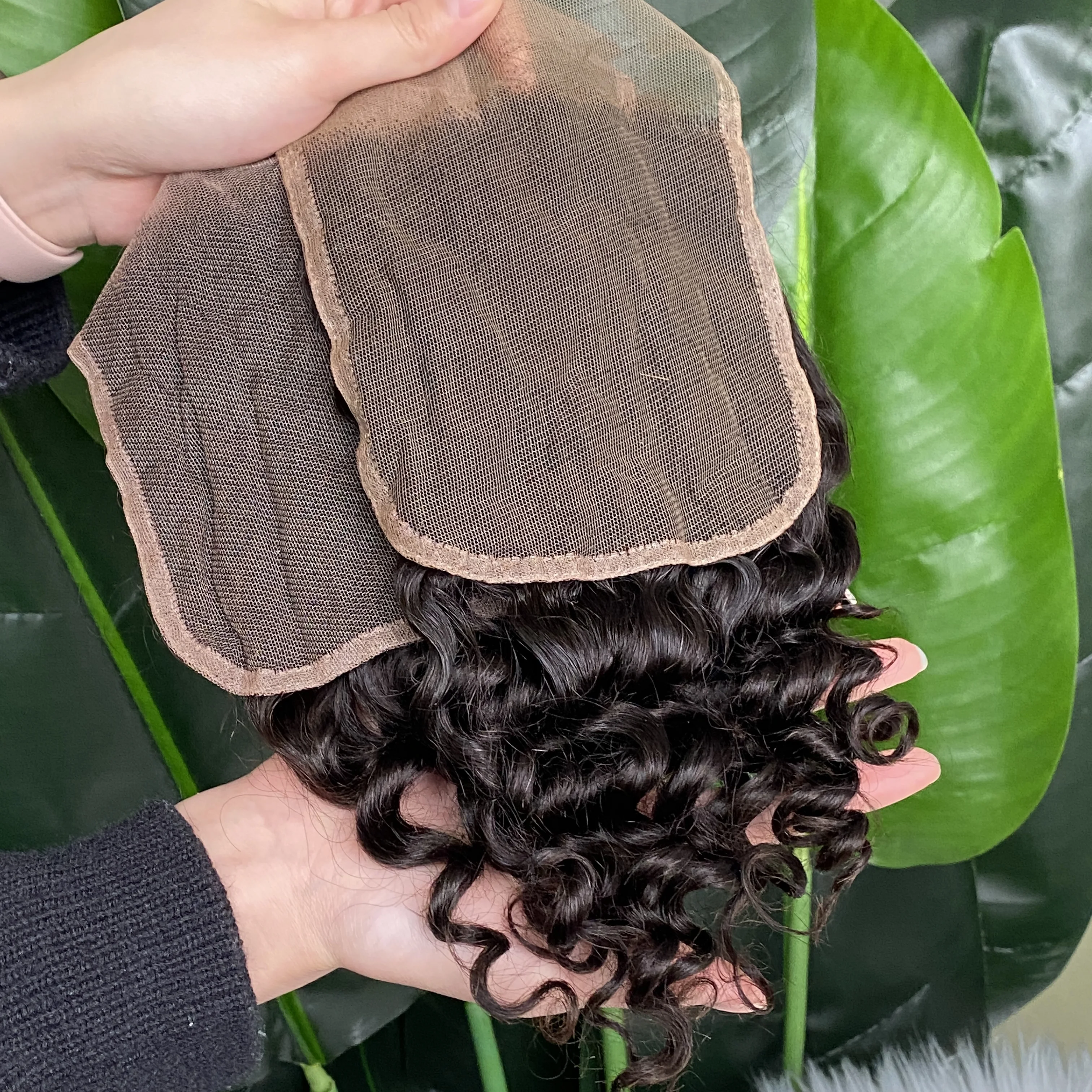 Afbeelding 5: 100% Echt Haar Groothandelsprijs diepe golf 5x5 bruine kant closure
