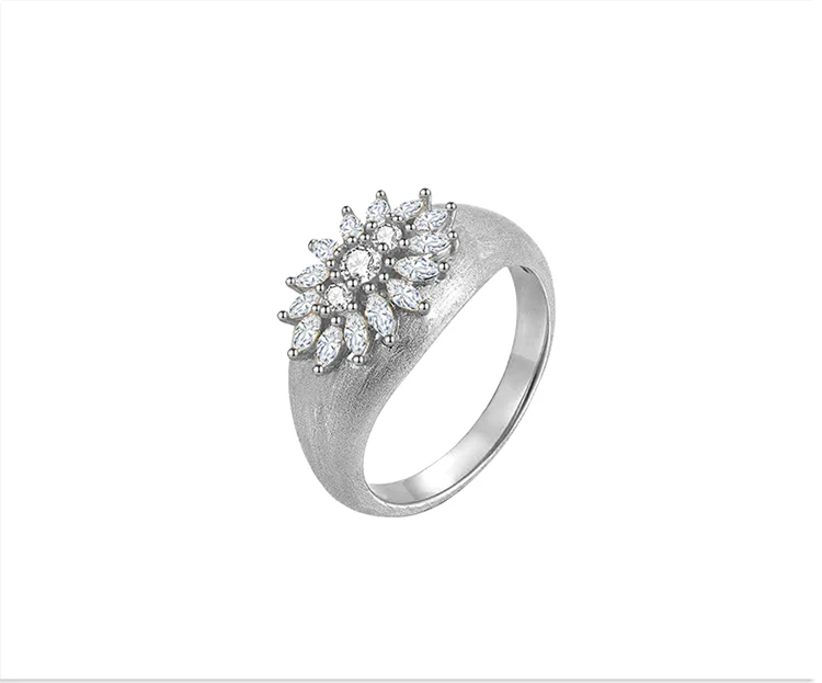 JEWELLWANG Marquise-Ring mit weißem Saphir, gebürstetes S925-Silber, dick, 18 Karat vergoldet, modischer Hochzeits- und Verlobungsschmuck, edler Schmuck – Detail 7