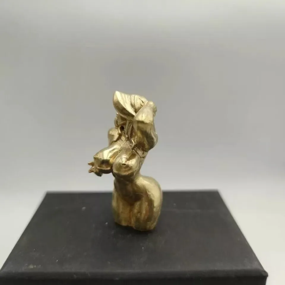 Solid Brass Sexy Female Body Statue Retro Pin-up Girl Figurine Vintage Metal Art Sculpture for Desktop Home Decor Unique Gift