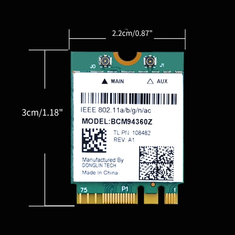 BCM94360 1200M 5G Carte réseau sans fil pour ordinateur portable double bande NGFF-M2 BCM94360Z P9JB