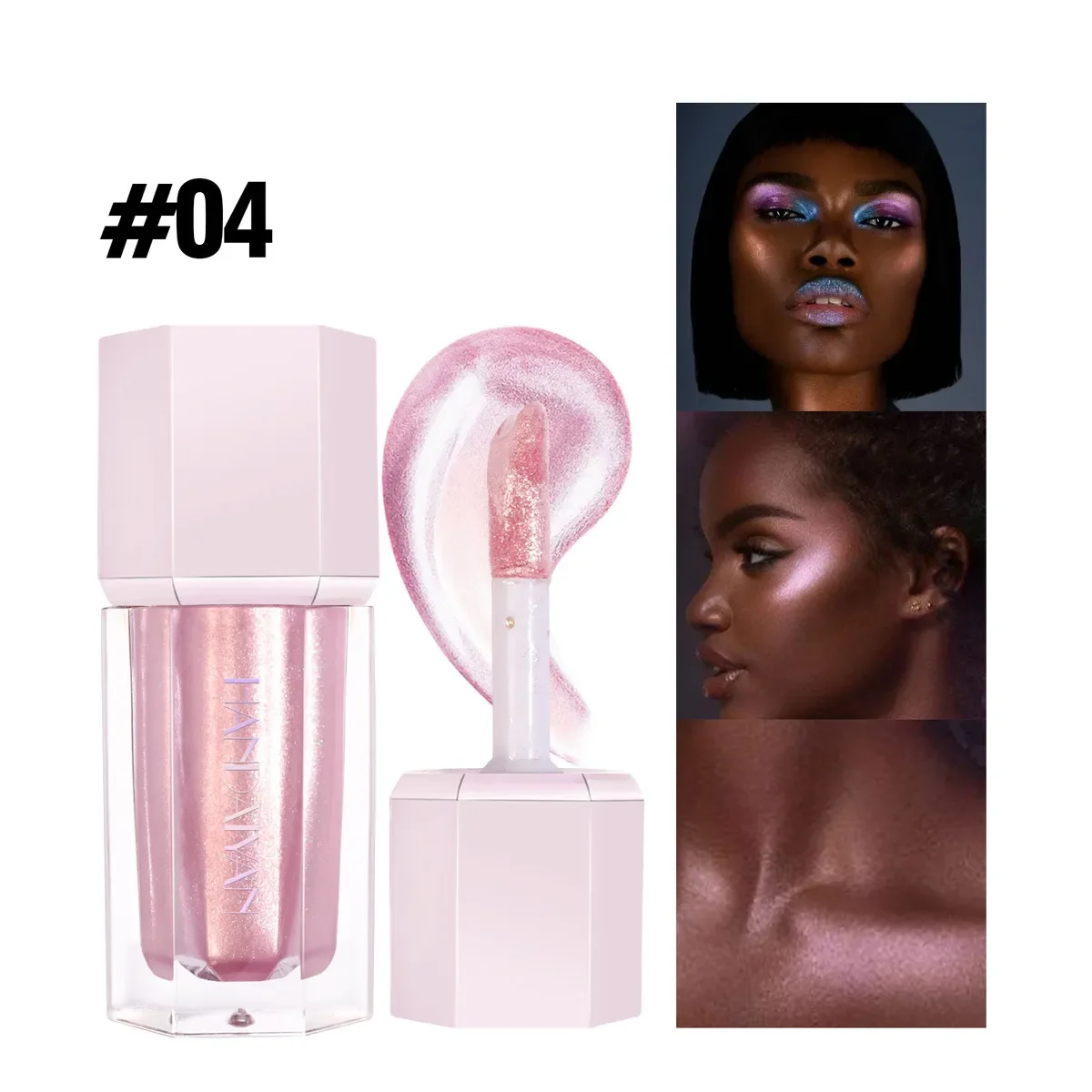 Barra de contorno de brillo líquido dorado, resaltador de brillo rosa, sombra impermeable, iluminador de contorno, bronceadores de contorno, maquillaje facial