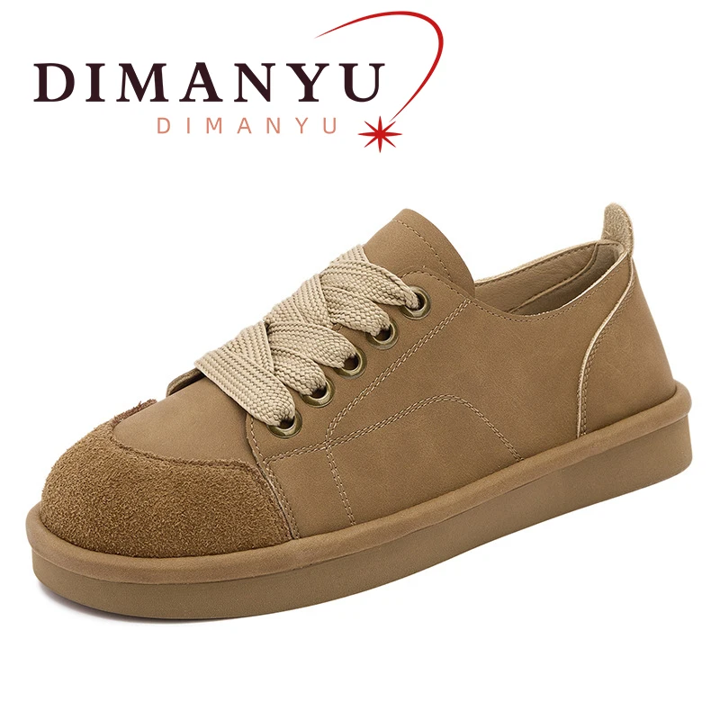 

DIMANYU Wome's Board Shoes 2024 New Spring Lace-up Women's Casual Shoes Genuine Leather Vintage Ladies Sneakers