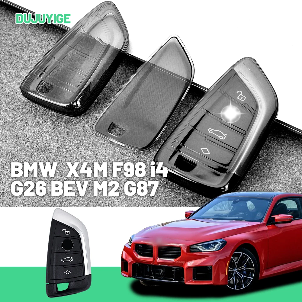 

Прозрачный чехол для ключей из TPU для BMW X4M F98, i4 G26, BEV, M2 G87, защитный чехол для брелока, аксессуары для авто.