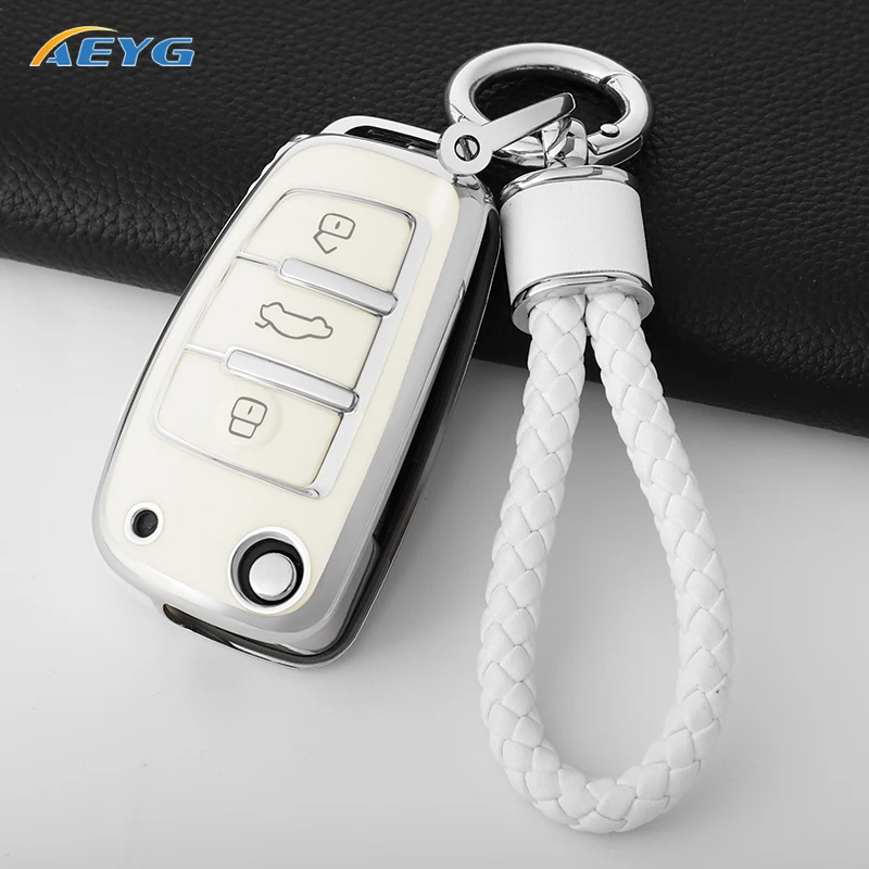 TPU Car Key Case Cover Shell Fob For Audi A3 A4 B6 B7 B8 A6 C5 C6 RS3 S1 S3 Q3 Q5 Q7 TT Protector Holder Keyless Auto Fob