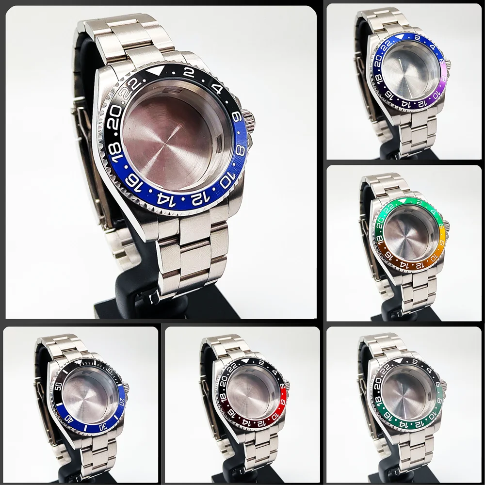 40mm NH35 36 watch case stainless steel strap suitable for GMT 4R35 36/38 Miyota 8215 movement waterproof ceramic bezel