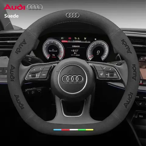 38cm Car Steering Wheel Cover For Audi ABT A1 A3 A4 A5 A6 A7 A8 Q2 Q3 Q4 Q5 Q7 Q8 TT RS3 RS4 RS5 RS6 RS7 S3 S5 S7 S line Suede