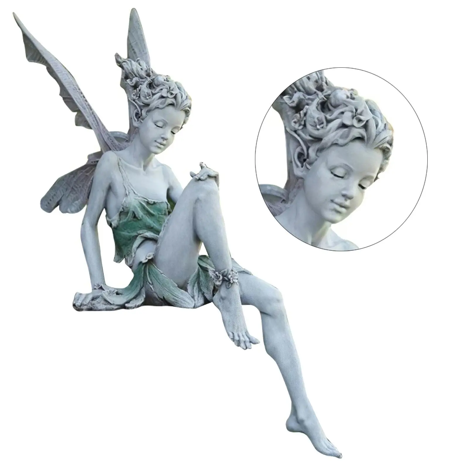 Fairy Statue Fountain Lawn Ledge Figurine Home Patio Porch Angel Sculpture