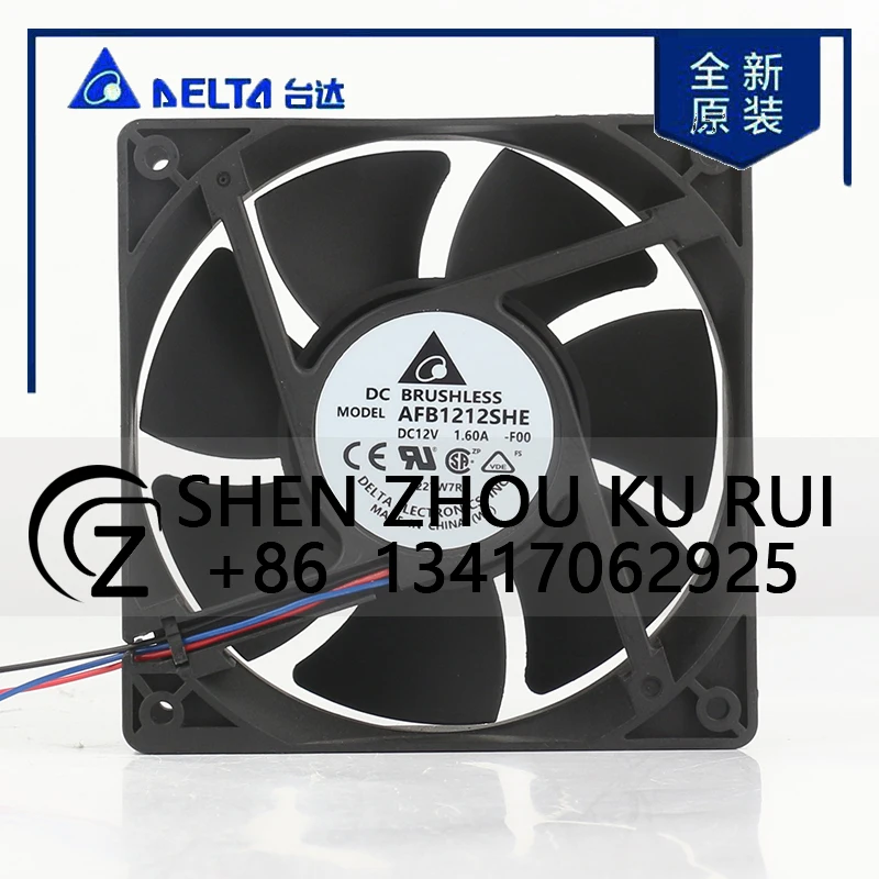 

Delta 5V 24V 48V DC12V 1.60A AC EC 12038 120x120x38MM 12CM 3-wire High air Volume Industrial Inverter AFB1212SHE-F00 Cooling Fan