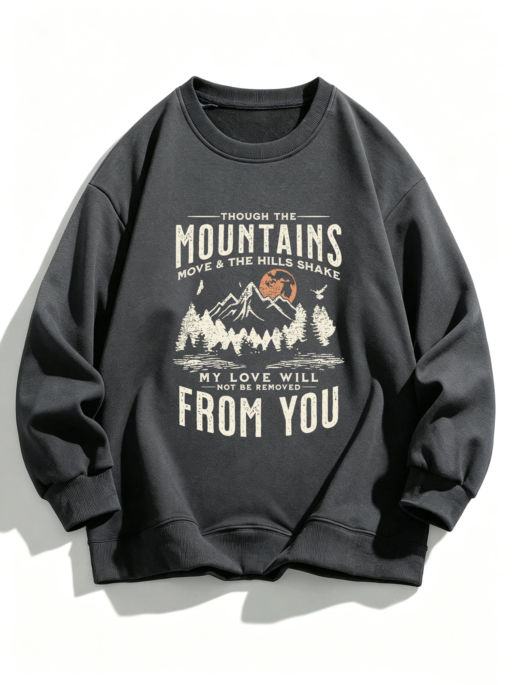 Mountains Setting Sun Pattern Women Loose All-Match Pullover Multicolor 0-Neck Sweatshirt Autumn Clothes Fleece Casual Y2K Top