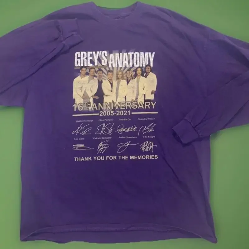 Серая футболка с длинными рукавами Grey's Anatomy Cast Crew в честь 16-летия телешоу, размер XL