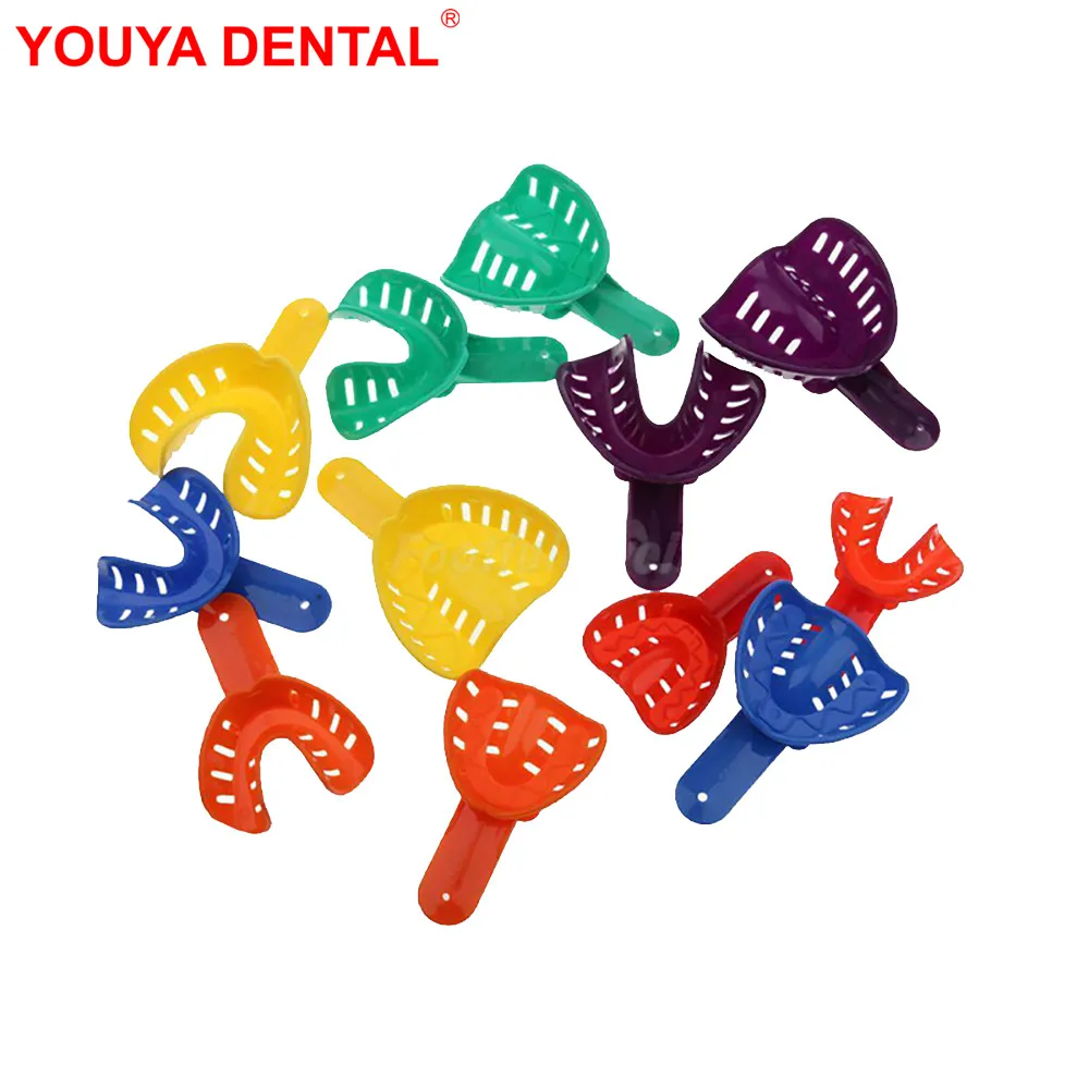 

12pcs Disposable Dental Impression Trays Denture Model Autoclavable Dentistry Teeth Holder For Adult And Children Dentist Tools