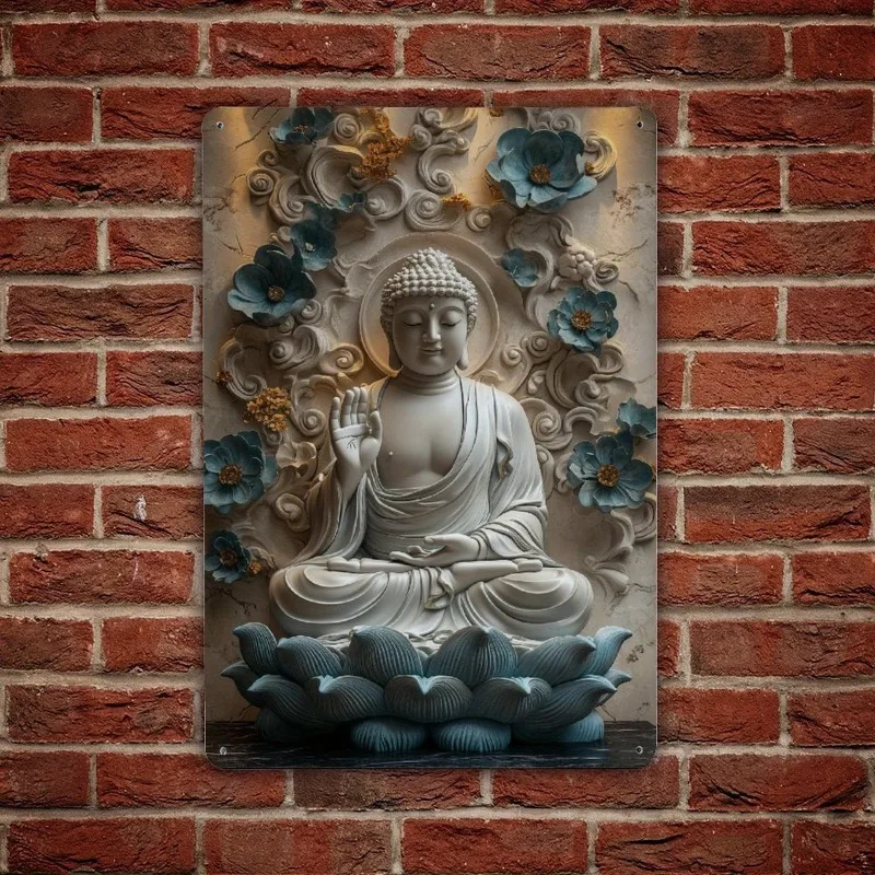 Zen Buddha Statue Aluminum Wall Art, Ideal for Home, Office, Cafe & Yoga Studio Decor | Unique Gift Idea, Perfect for Room Decor