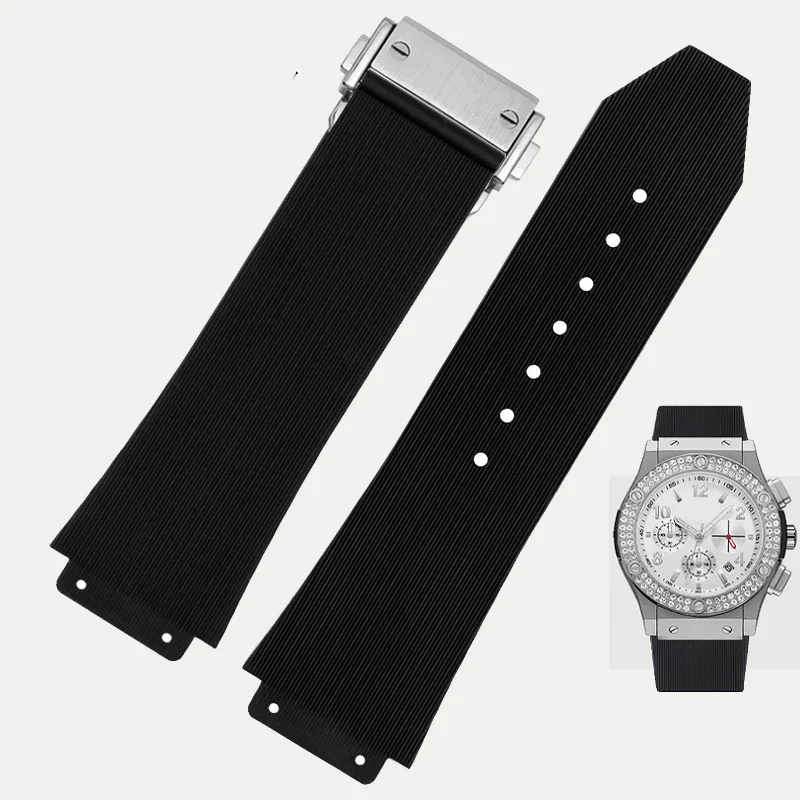 Genuine leather rubber watch strap For HUBLOT Hengbao watch strap, Yubo Big Bang classic fusion Yubo raised  strap 26-19mm