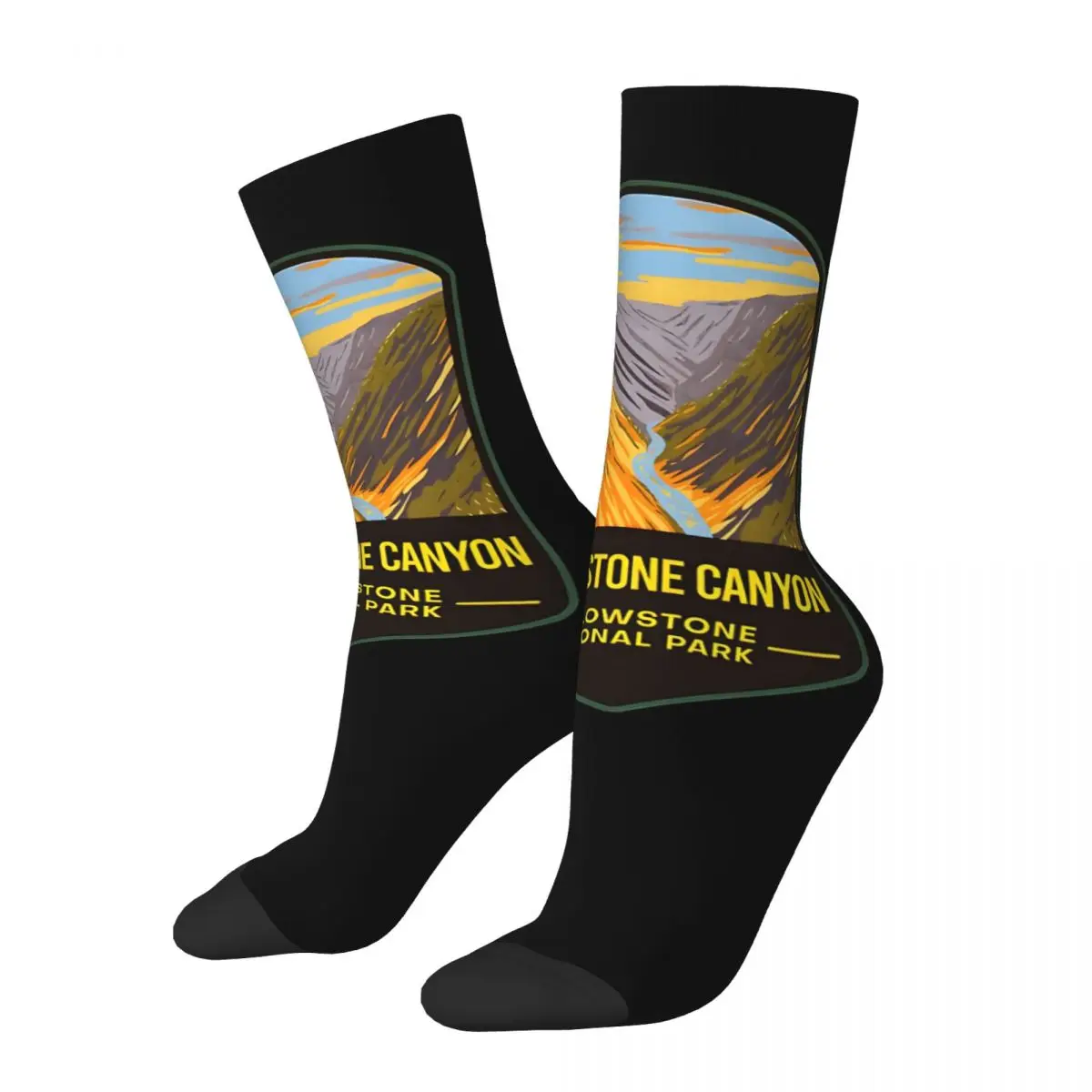 Retro Canyon Yellowstone National Park Crazy Socks Unisex Yellowstone Harajuku Seamless Printed Funny Novelty Happy Crew Sock