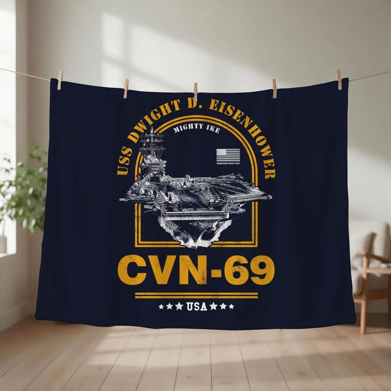 CVN-69 USS Dwight D. Eisenhower Throw Blanket couch cozy soft plush fuzzy picnic outdoor blanket