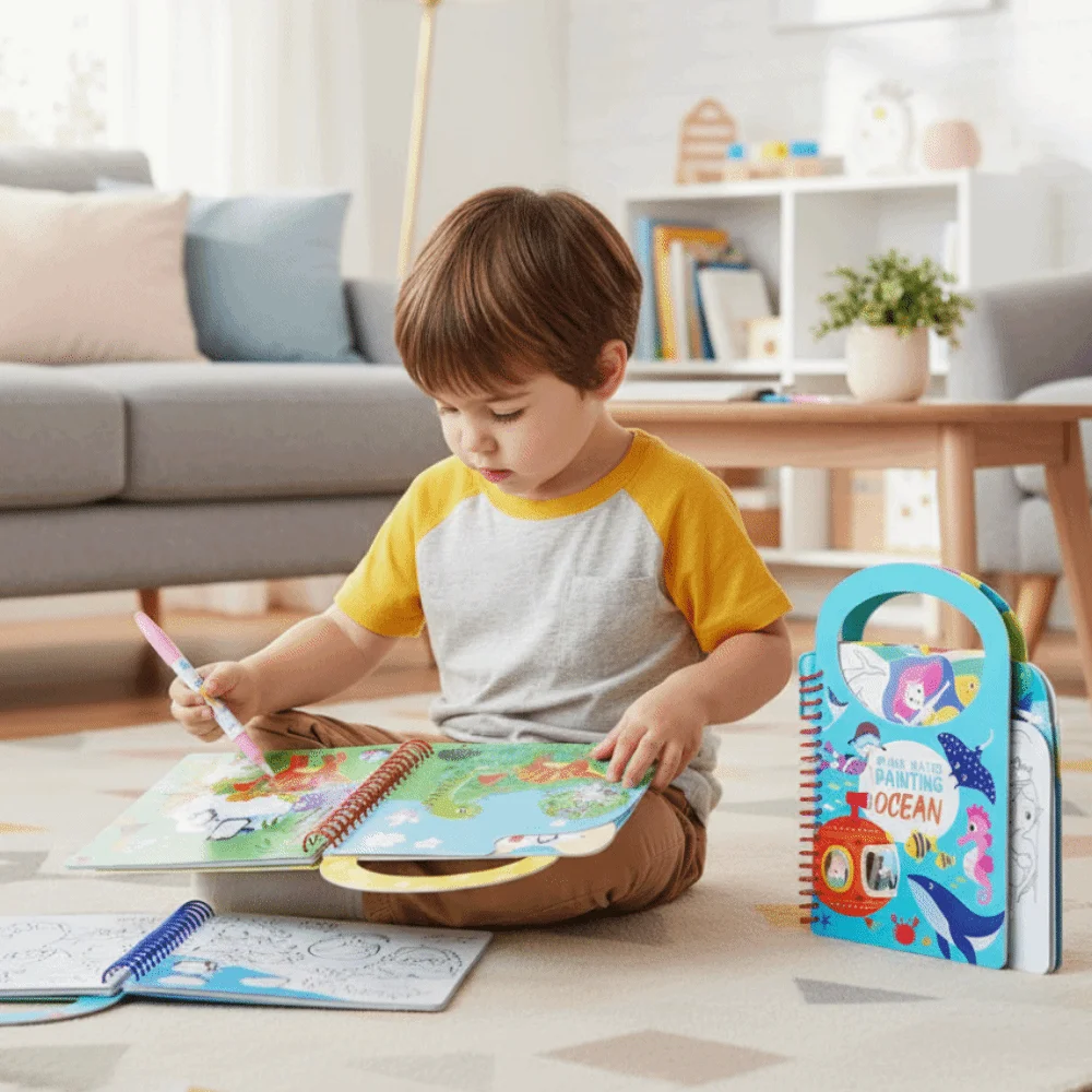 Livre de coloriage magique réutilisable, bricolage, avec stylo, livre de dessin magique, jeu sensoriel, livre de peinture à l'eau, éducation précoce