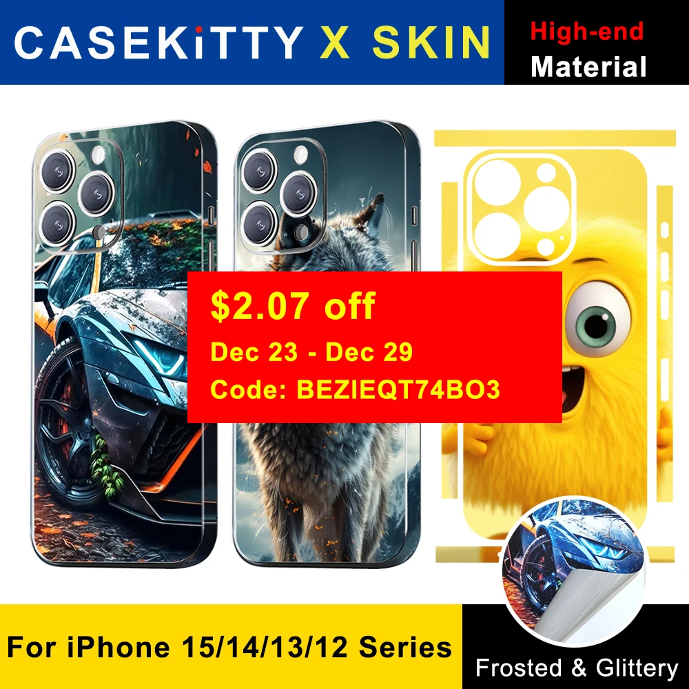 CASEKiTTY Skin Wrap Sticker Back Film For iPhone 15 Pro Max 14 Plus 13 12 Mini Protective Decal Side Frame Back Screen Protector