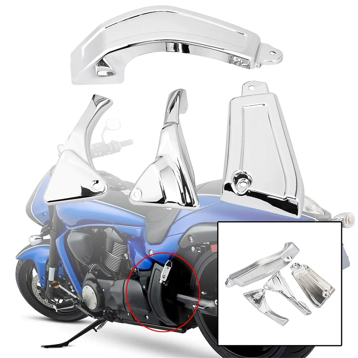 

X-T 4PCS Frame Body Fairing Cover Chrome Motorcycle Look for Suzuki All Year Boulevard M109 M109R M109RZ M109R2