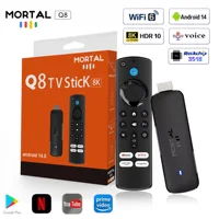 TV Stick Mortal Q8 Android 14 con WIFI 6, control por voz, video 8K, RK3518, Netflix, YouTube, TV Box, transmisión de TV en vivo gratis