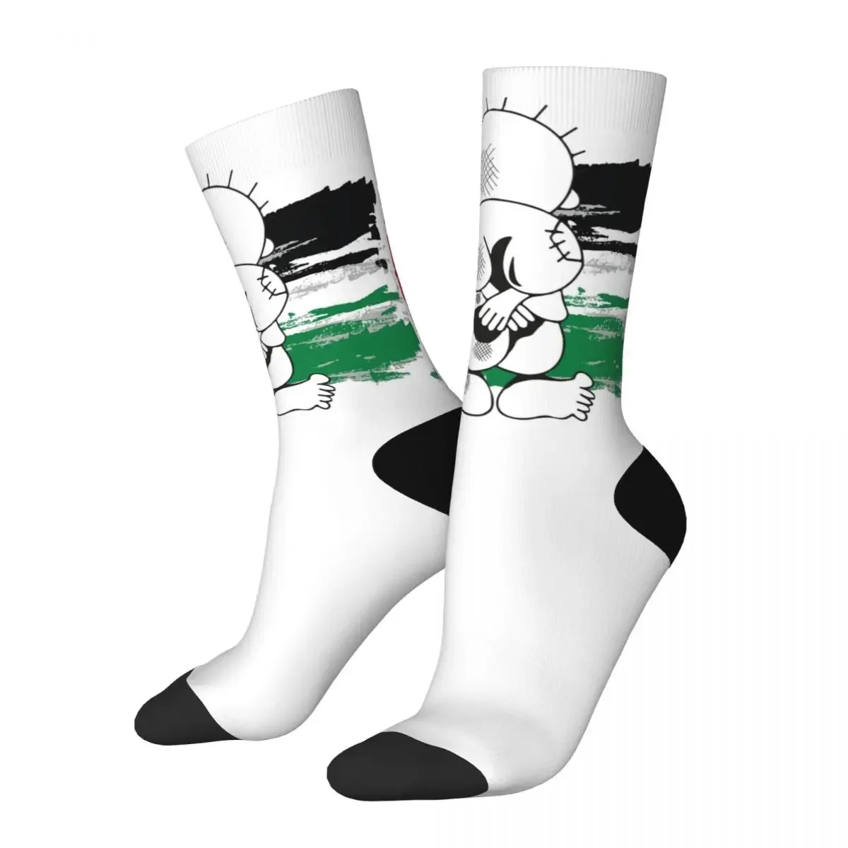 

Funny Handala Flag Sports Socks Polyester Middle Tube Socks for Women Men Sweat Absorbing