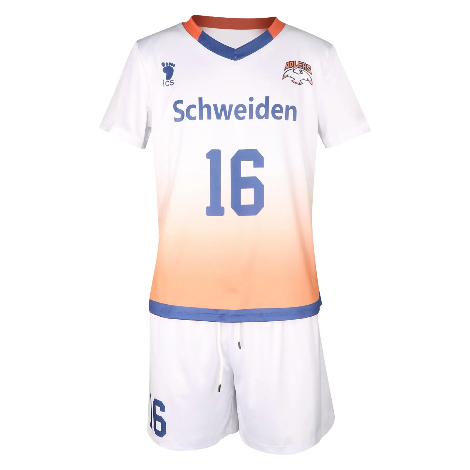 

White volleyball boy cosplay costume, AD Club short-sleeved anime team uniform