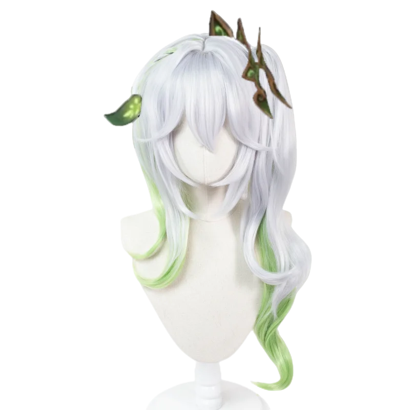 ND Nahida 코스프레 가발 Genshin Impact Lesser Lord Kusanal 헤어 피스 코스프레 헤어 가발 의상 파티 용 내열성 합성