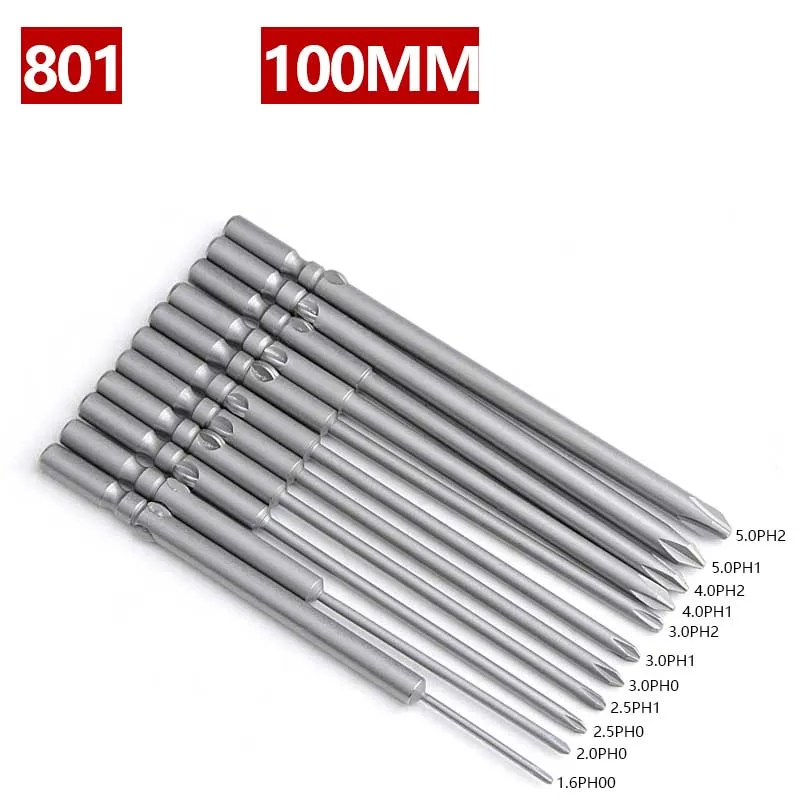 10pcs 100mm/120mm long Phillips screwdriver bit electric 801 5mm Round handle Cross head PH00 PH0 PH1 PH2 Hand Tool accessories