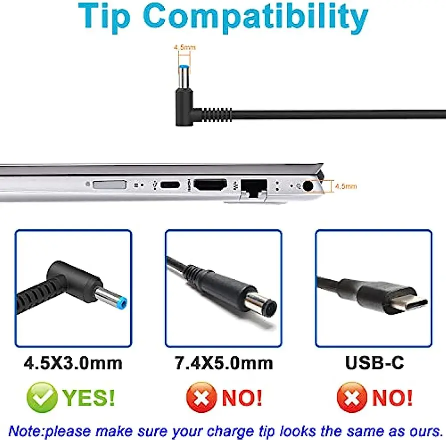 19.5V 2.31A 45W Laptop Ac Adapter Charger For HP Pavilion x360 11 11-k 15 15-d 15-an 15-au 15-bw M3 m3-u M6 m6-p m6-w m6-ae 17-e