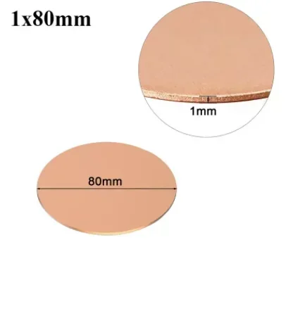 2 pezzi T2 disco in rame diametro 10-30 mm piastra rotonda in rame puro spessore foglio circolare 0,1 mm - 5 mm