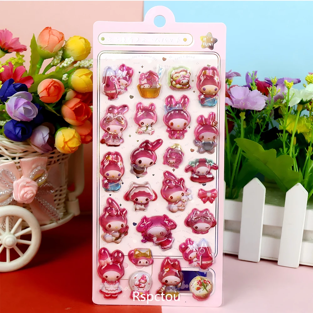 لطيف سينامورول Pochacco 3 ملصقات الإغاثة كورومي بلدي ميلودي الكرتون فقاعة الديكور الشارات Kawaii هدايا الحفلات ملصق #5