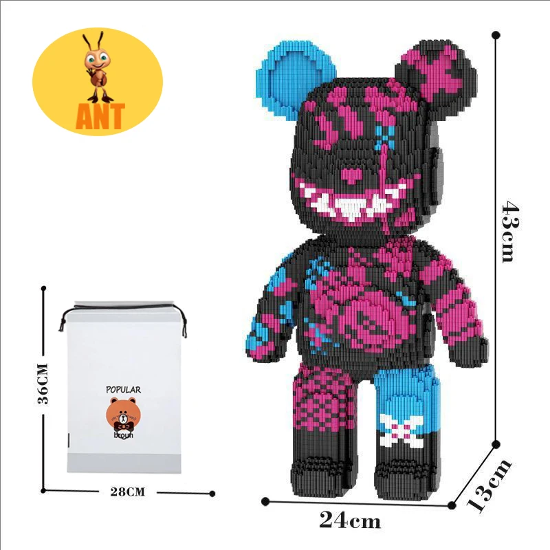 43CM Kawaii Bär Bausteine Spielzeug, Montage Spielzeug, für Jungen und Mädchen Geschenk, kreative Baustein, Ornamente, Heimdekoration