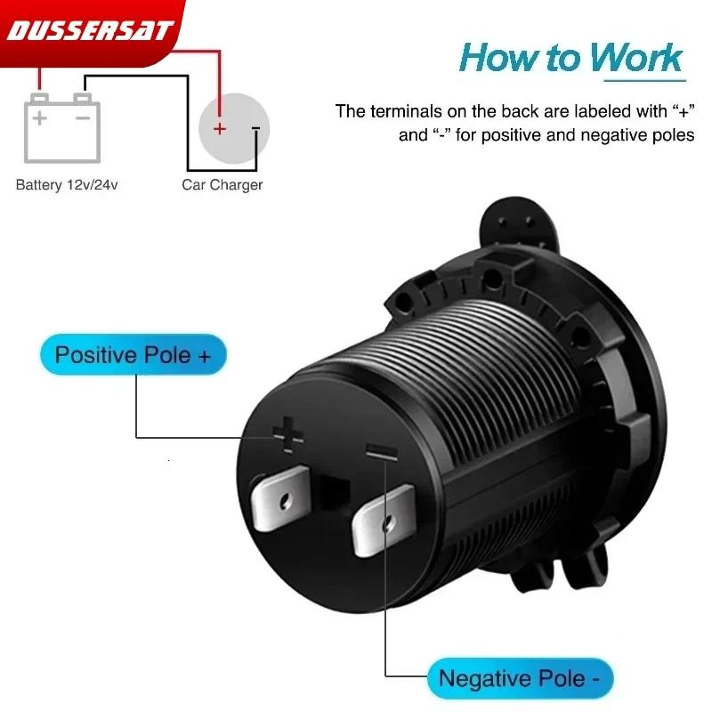 12V Waterproof Cigarette Lighter Socket - Dustproof, Universal for Auto, Boat, Motorcycle