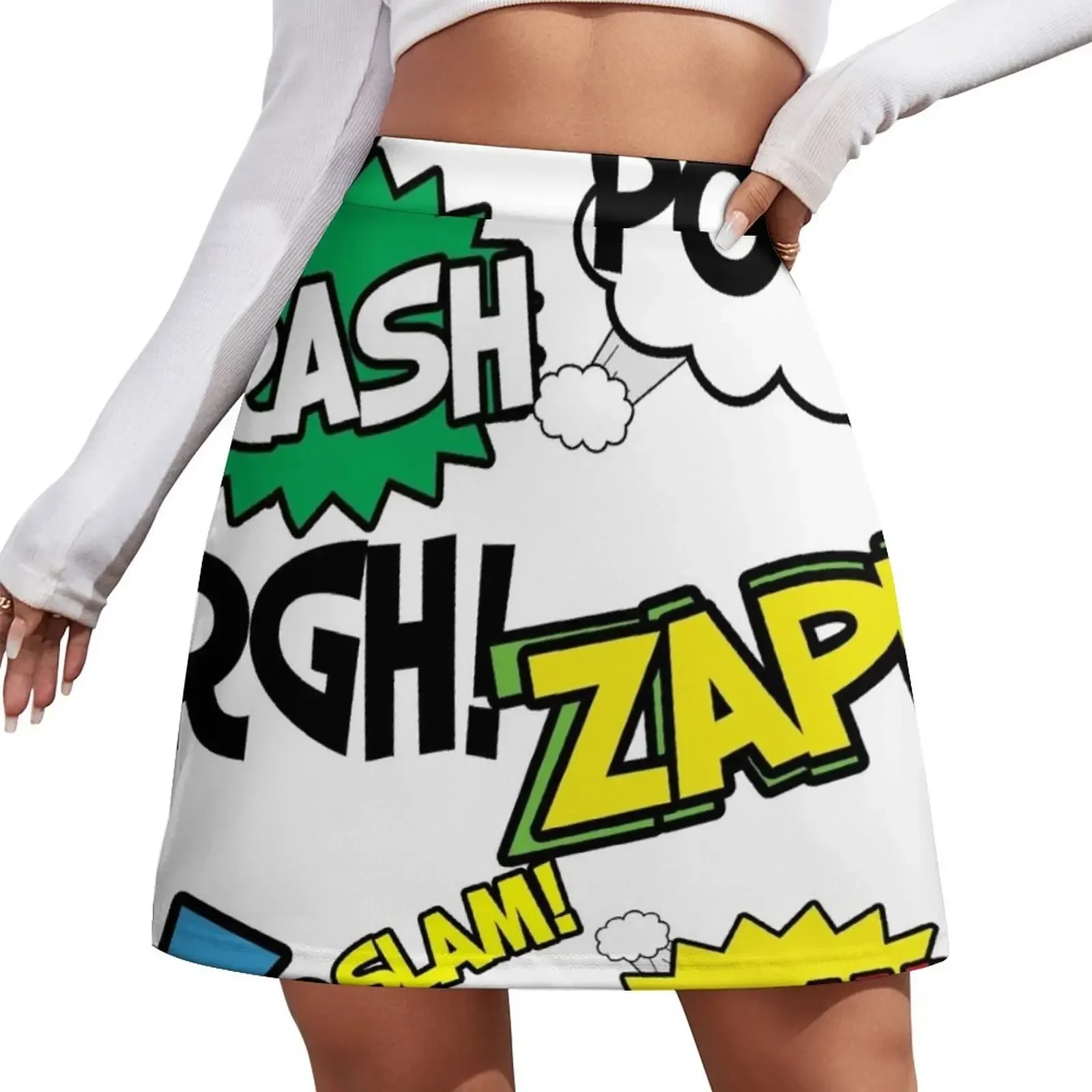 

Comic Sound Effects Mini Skirt night club outfits Short skirt woman micro mini skirt extreme