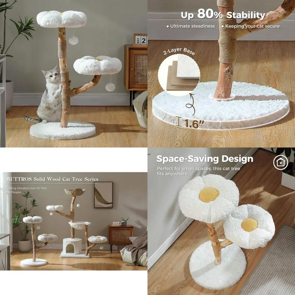 

элегантная богемная башня для кошек с жердочками из натурального дерева и когтеточками