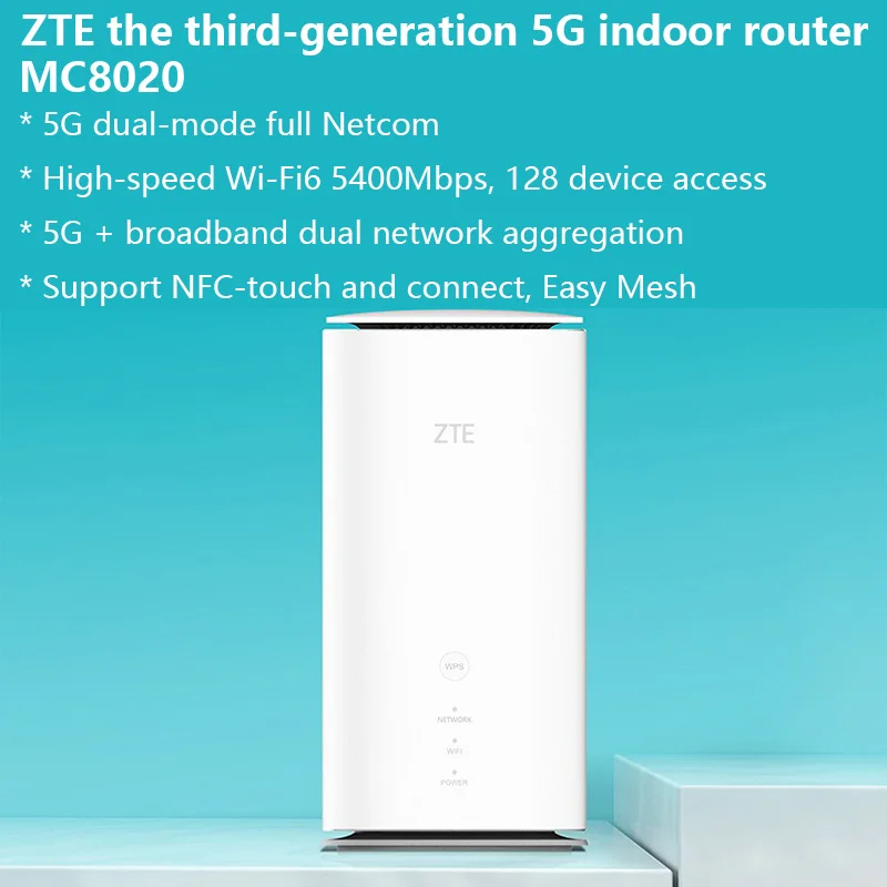 Originele Zte 5G Cpe MC8020 Wifi 6 + Dual Band 5400Mbps Mesh Wifi Extender Draadloze Routers Met Sim card Slot 5G 4G Lte Netwerk