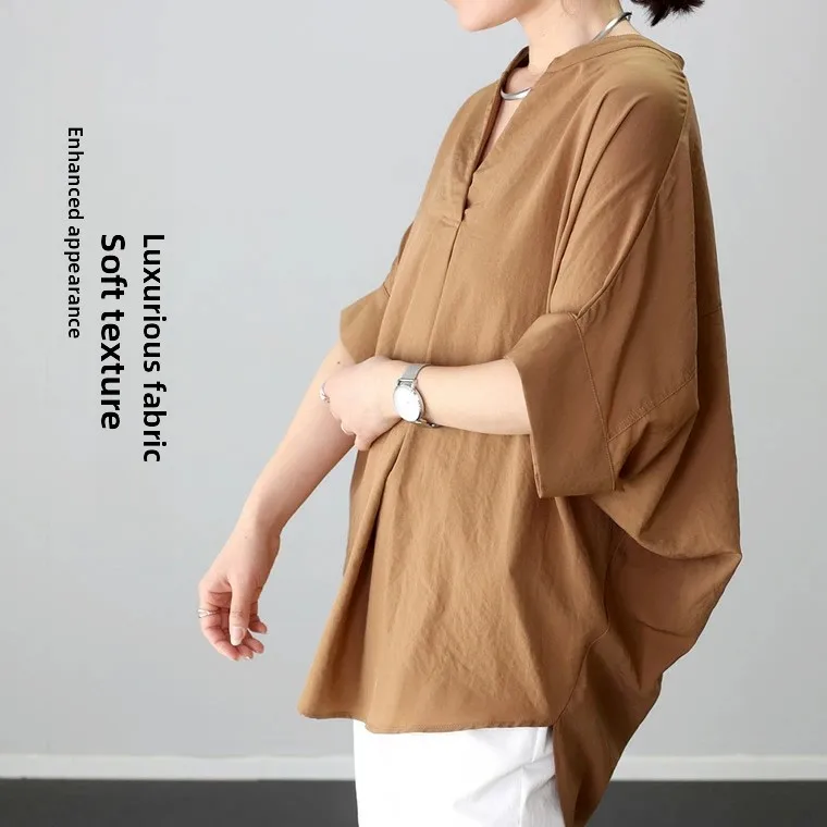 Luźny krój, dekolt w serek, jednolity kolor, irt 2025, nowy styl, japoński design, nowoczesny styl, nowoczesny, męski irt, efekt wyszczuplający.