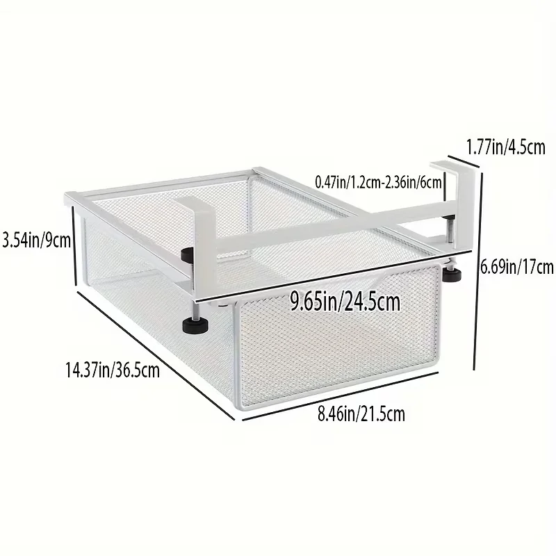 [Hidden Under-Desk Drawer] Hidden Under-Desk Drawer | Office Storage Box | Student Study Organizer with Rod