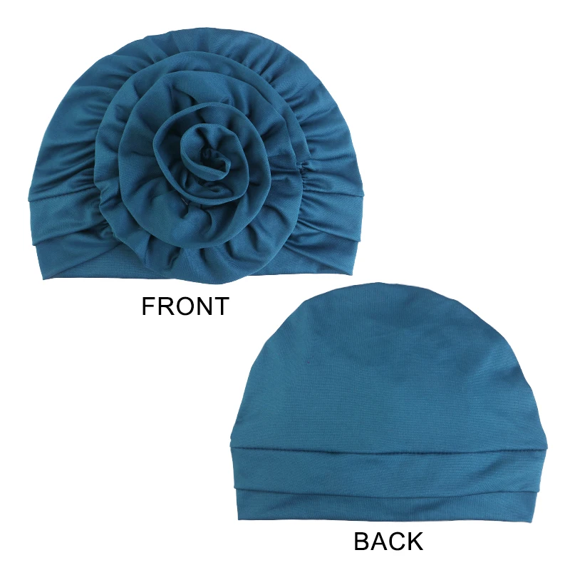 Neue Damen-Hijab-Kappen in Unifarben mit Vintage-Blumenmuster, Muslimische Damen-Turbane, Chemo-Kappen, Kopftücher, Damen-Kopfwickel – Detail 3
