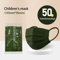 50PCS Child Disposable Face Masks Kids Filter 3 Layer Ply mask Children Non-wove Anti-dust mask mascarillas army green