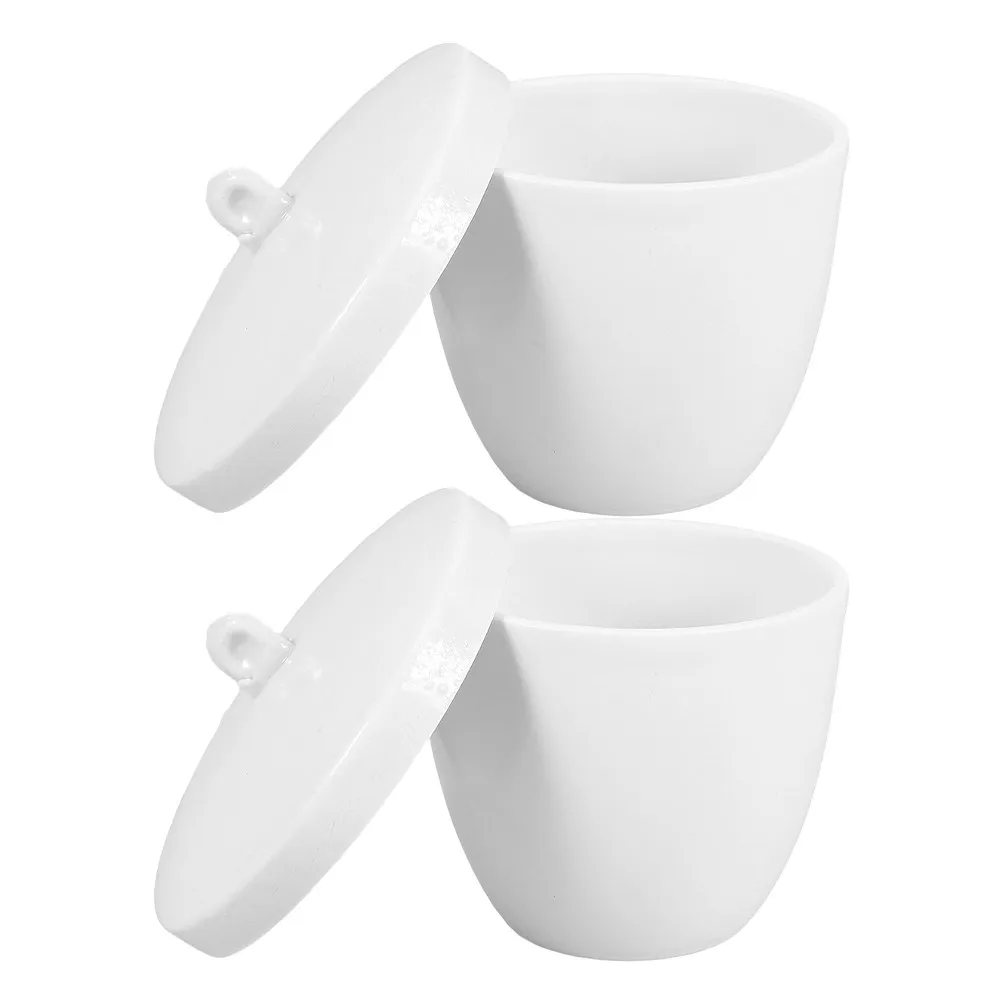 2Pcs High Purity Porcelain Crucible High Temp Resistance Smooth Surface Easy Clean for Jewelry Making Metal Refining Lab