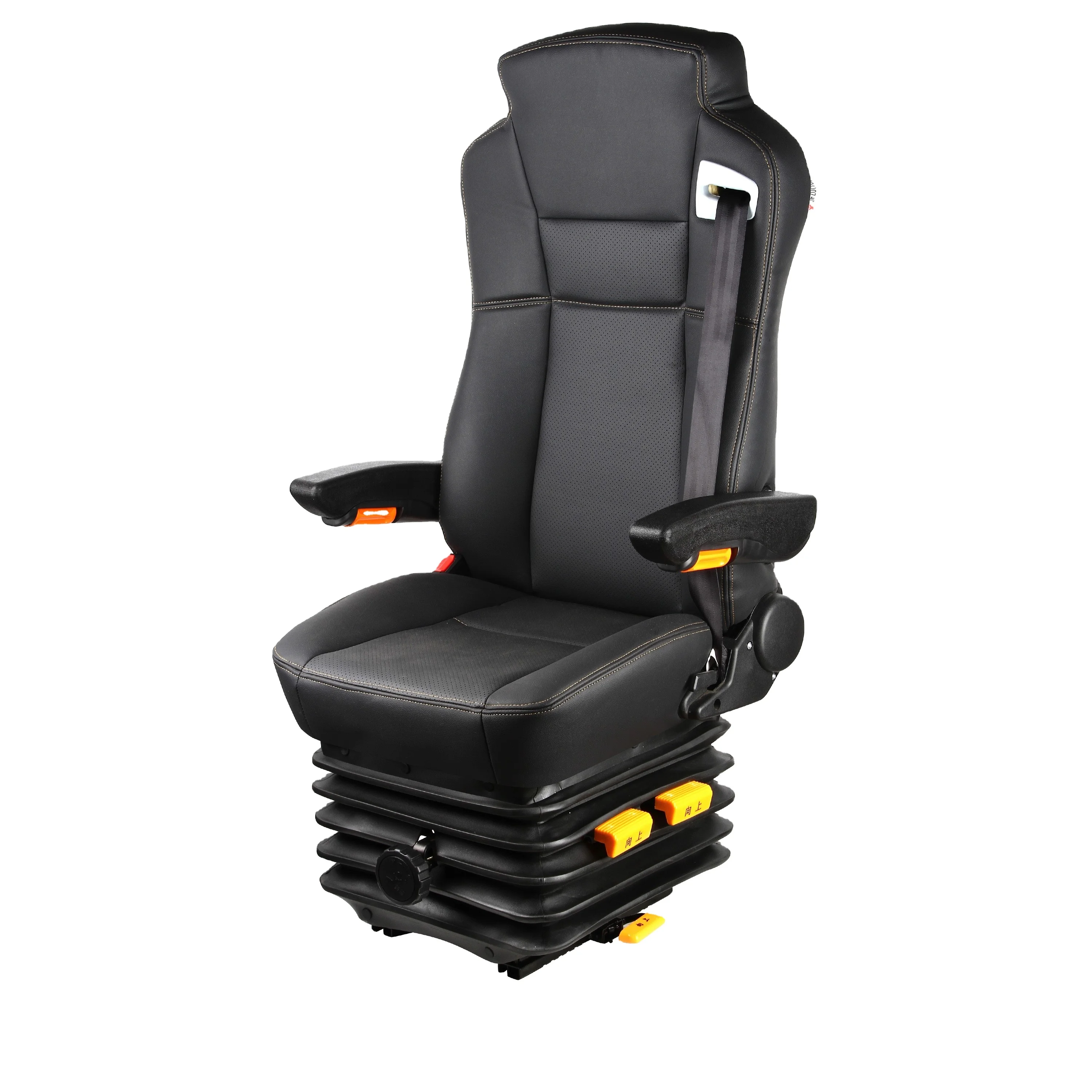 A91 Bus Seat Assembly with Leather Simulation and Shock Absorption