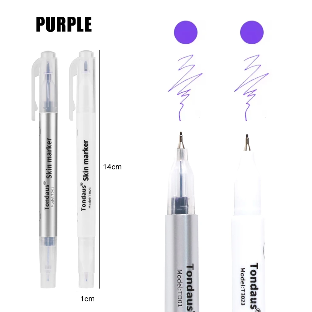 قلم تحديد المواقع للتطريز للحاجب ، علامة الإطار ، الحبر الأرجواني ، عبوة الرأس الأبيض الفضي والأرجواني ، جودة عالية #3