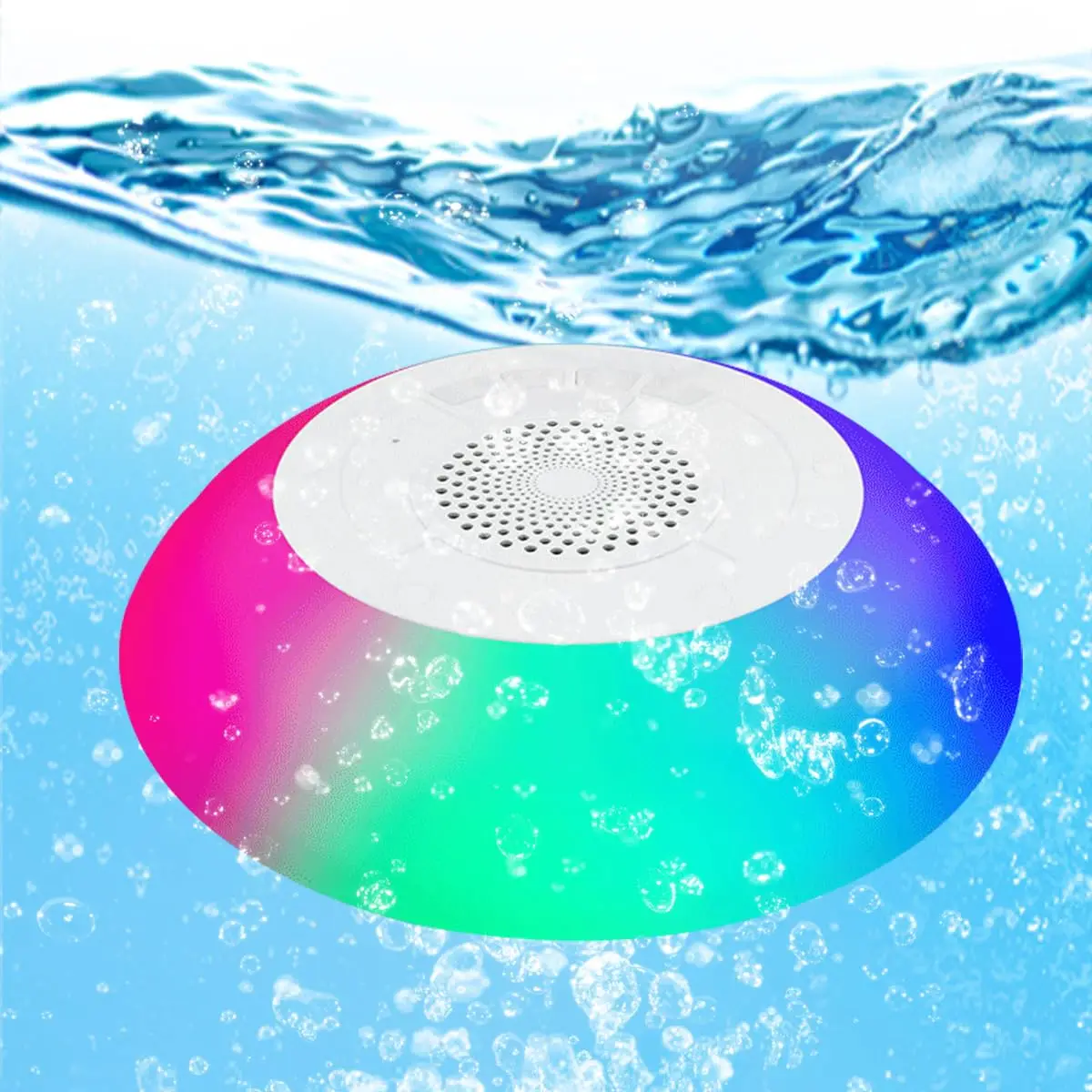 

Плавающий водонепроницаемый Bluetooth-динамик с водонепроницаемостью IPX5, стереозвуком, громкой связью и красочной светодиодной подсветкой для вечеринки у бассейна