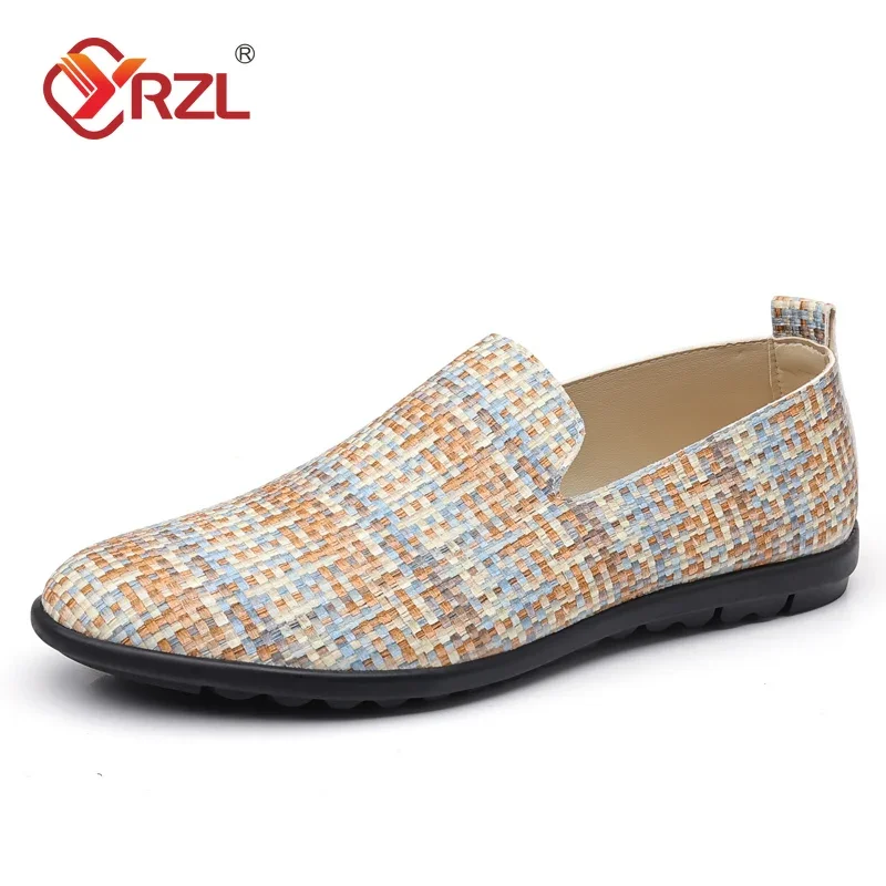 

YRZL Loafers Men Casual Shoes Brown Dress Shoes Slip on Moccasins Men Flats Shoes Comfortable Size 46 Fashion Brand Loafers Men