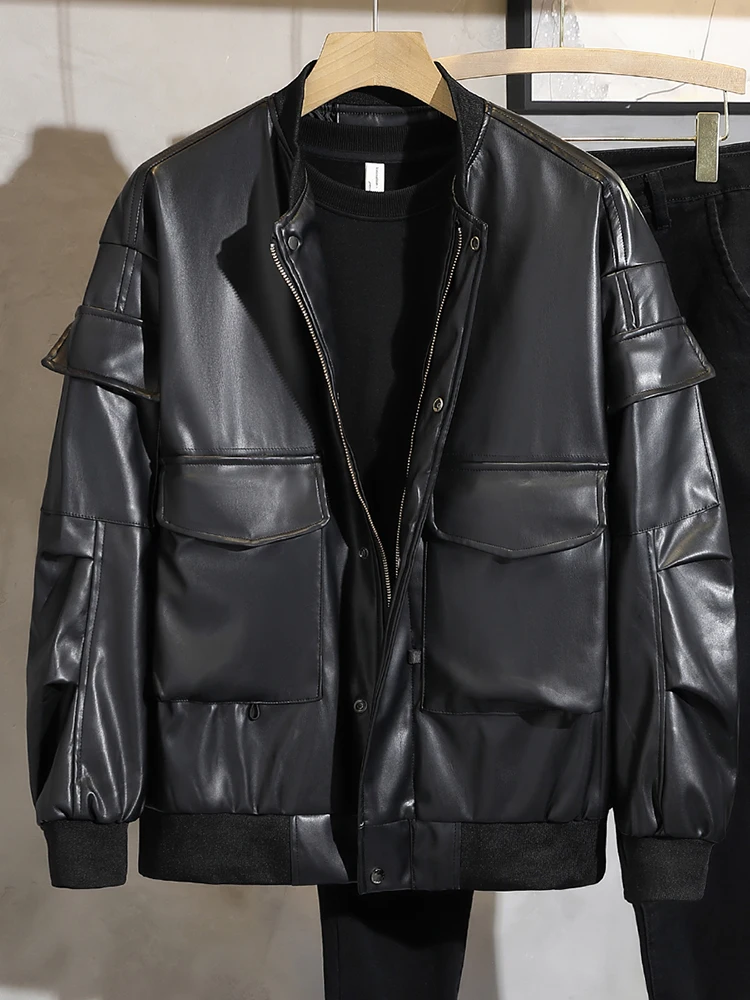 

Ретро-косуха из кожи для мужчин, весна-осень, новый тренд, свободный крой, повседневная рабочая одежда, куртка-бомбер