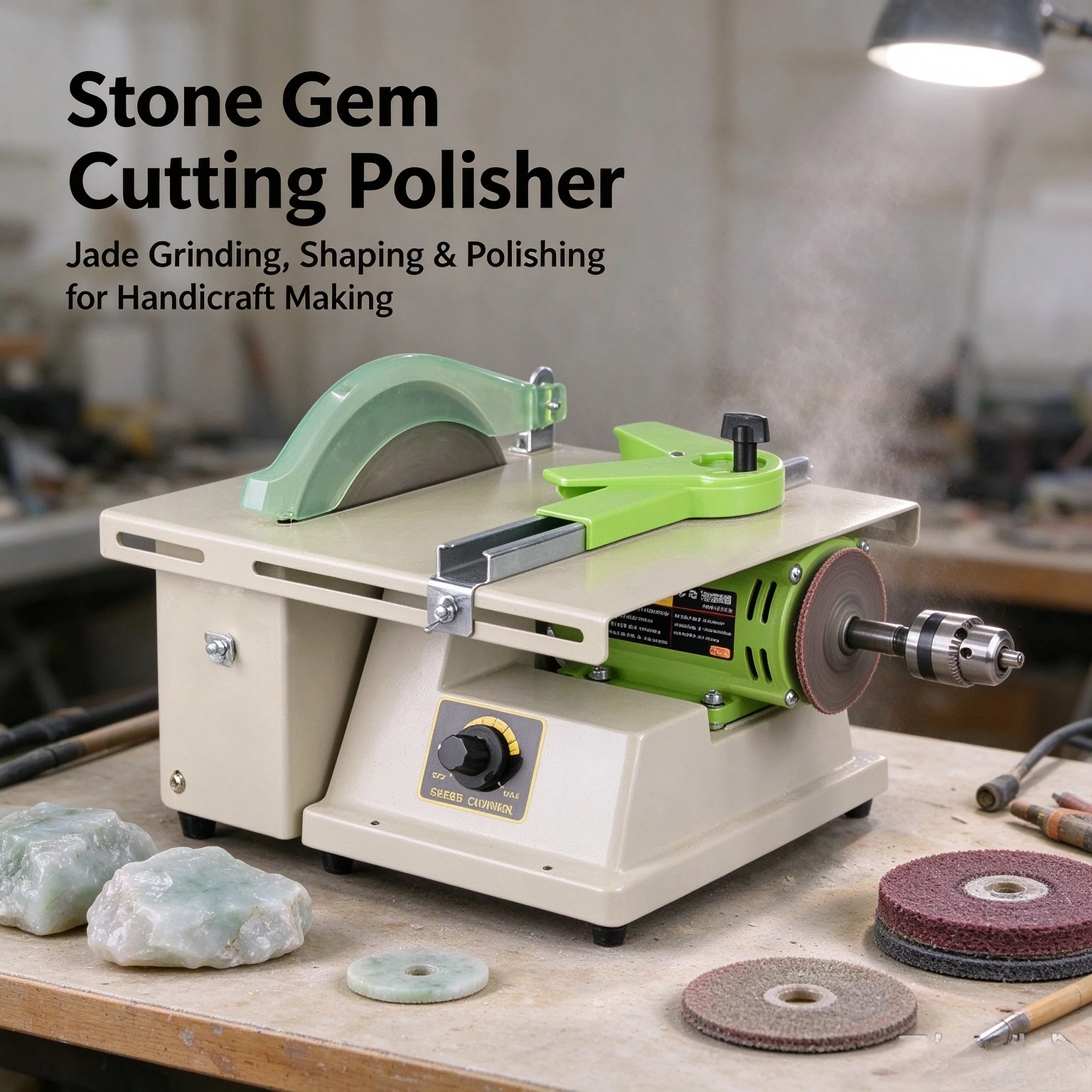 All-in-one Mini Bench Grinder, Jade Gem Carving Polishing Cutter, Home Workshop Handcraft Making Equipment