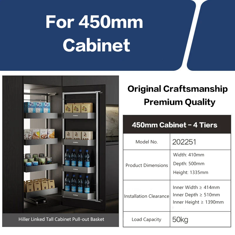 Heavy Duty Slim Sideboard Monster Snack Storage Rack Tall Cabinet Pull Out Linked Drawer With Spice Organizer For Kitchen