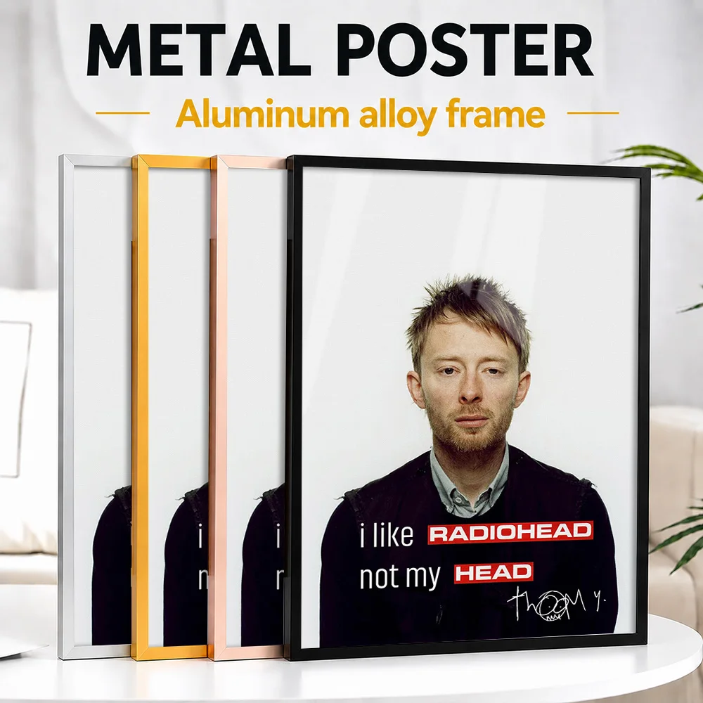 Thom Yorke Radiohead Portrait Framed Aluminum Metal Poster Personalized Photographic Wall Art For Home Office And Living Room